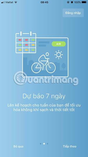 Giao diện bắt đầu AirVisual