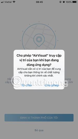 Cho phép AirVisual truy cập vị trí của bạn