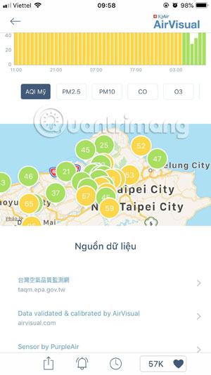Bản đồ ô nhiễm AirVisual