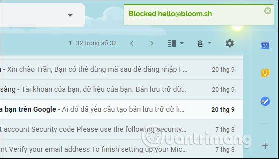 Đã chặn email thành công