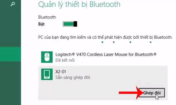 Ghép nối với thiết bị bluetooth