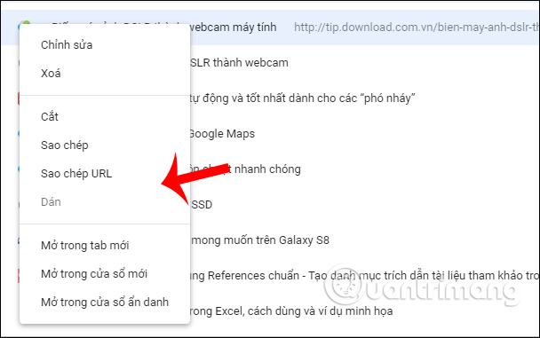 Tùy chọn dấu trang 
