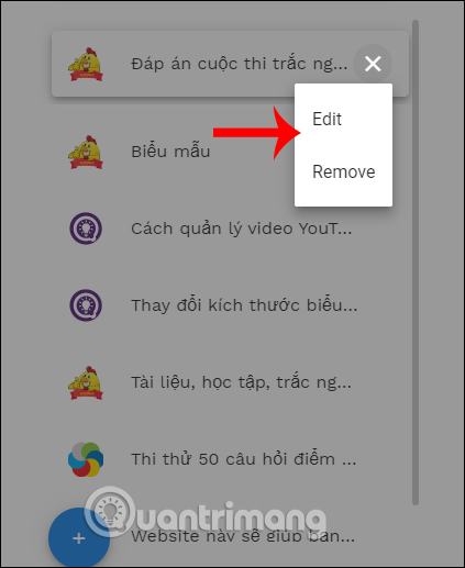 Xóa, chỉnh sửa dấu trang 