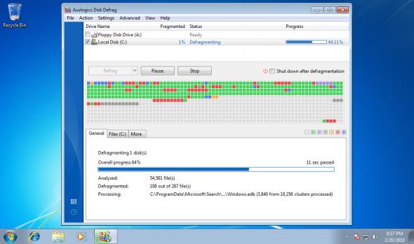 Auslogic Disk Defrag là một chương trình chống phân mảnh