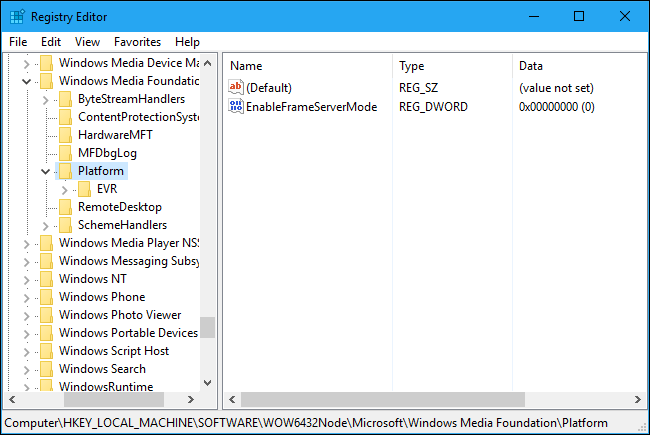 Đặt tên cho giá trị mới này là EnableFrameServerMode