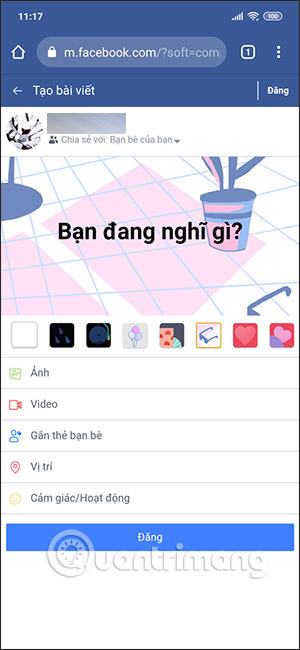 Viết trạng thái Facebook