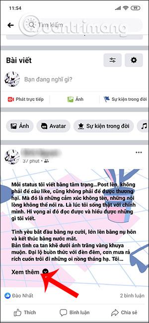 Hiển thị nội dung trạng thái