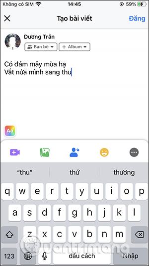 Viết trạng thái Fb