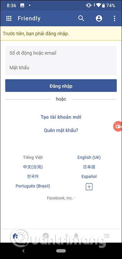 Đăng nhập Facebook