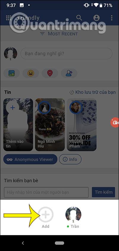 Thêm tài khoản Facebook 