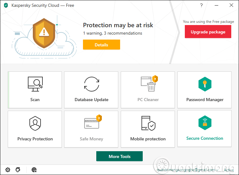 Giao diện Kaspersky Security Cloud