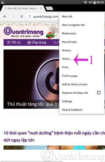 Nhấp vào Chia sẻ