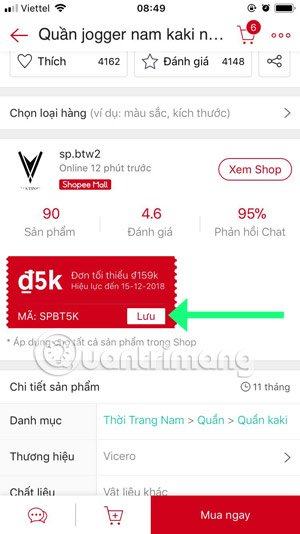 Lưu mã giảm giá Shopee