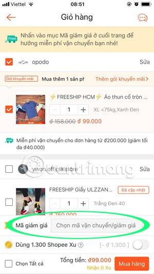 Lưu ý mã giảm giá Shopee