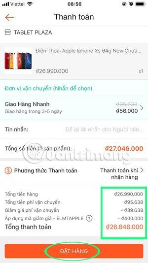 xác nhận đơn hàng