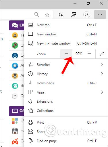 Mức thu phóng riêng biệt cho trang web 