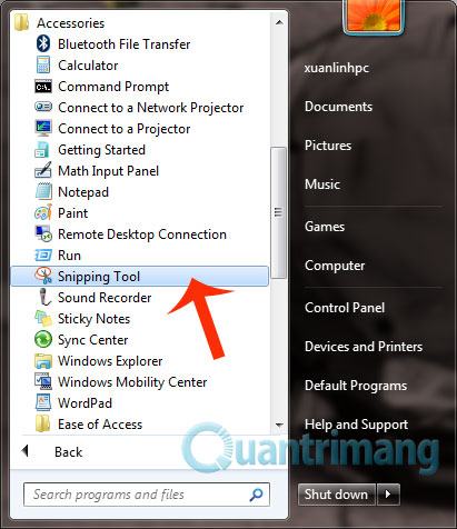 Mở Snipping Tool để chụp ảnh màn hình PC của bạn