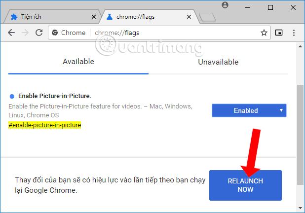 Khởi động lại Chrome 