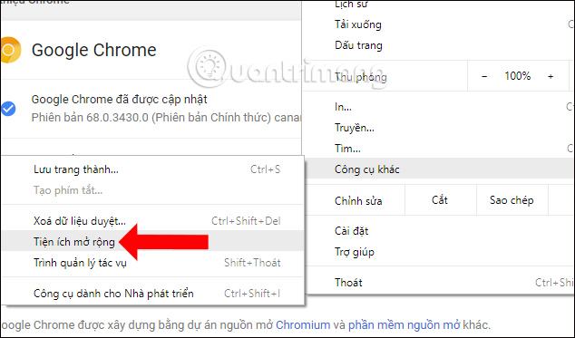 Tiện ích mở rộng trên Chrome 