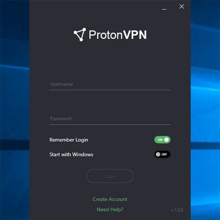 Tài khoản phần mềm ProtonVPN trong lần tải xuống đầu tiên