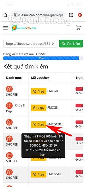 Sử dụng mã voucher 