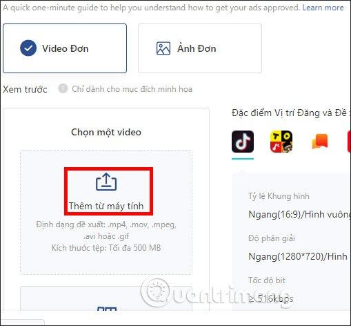 Tải xuống video quảng cáo 