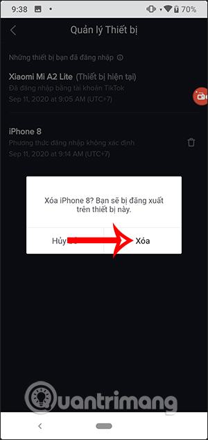 Nhấp vào Xóa 