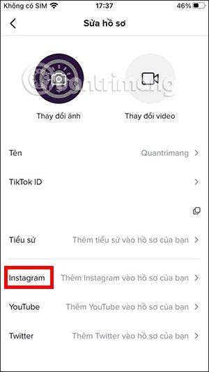 Liên kết Instagram với TikTok 