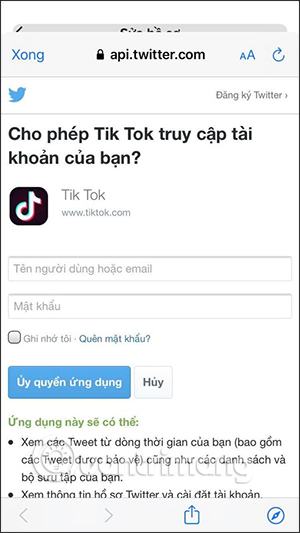 Liên kết TikTok với Twitter 