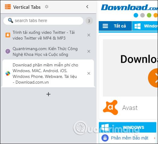 Các tab dọc