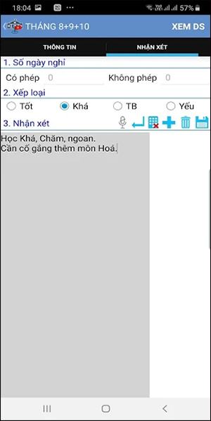 Nhận xét của học sinh