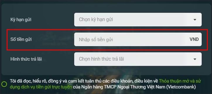 Nhập số tiền gửi 