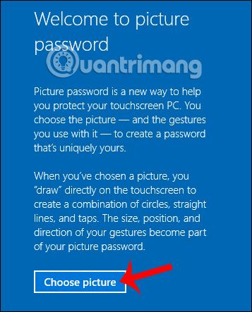 Chọn ảnh để tạo mật khẩu Windows 10