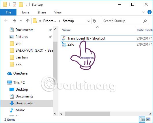 Chương trình bắt đầu với Windows 10