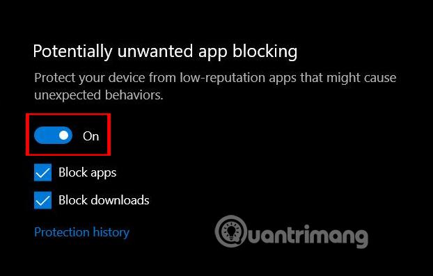 Bật tính năng chặn ứng dụng có thể không mong muốn