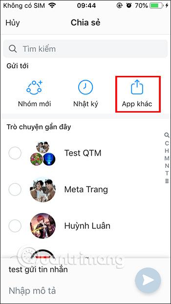 Chọn một ứng dụng khác