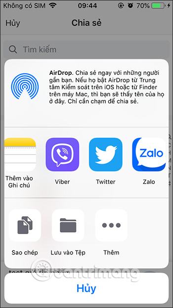 Gửi qua ứng dụng