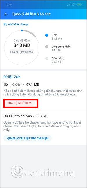 Xóa bộ nhớ cache