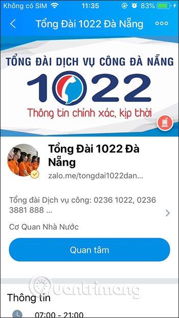 Nhấp vào Quan tâm