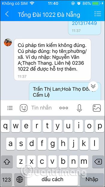 Nhập thông tin người thử nghiệm