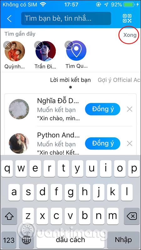 Dọn dẹp thanh tìm kiếm Zalo