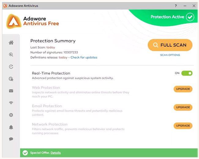 Giao diện Adaware Antivirus Free