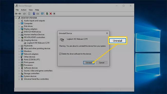 Bạn có thể xóa trình điều khiển webcam