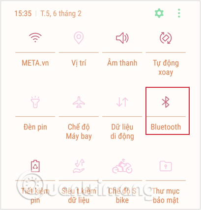 Bật Bluetooth qua trung tâm thông báo