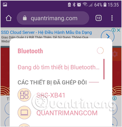 Bật Bluetooth trong cài đặt