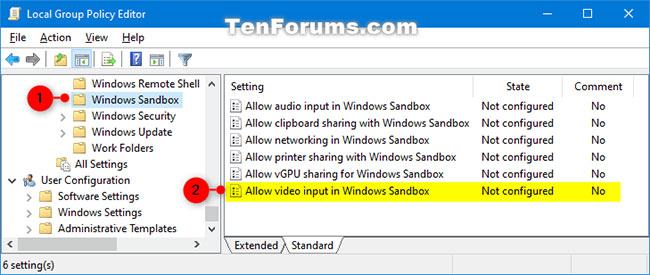 Cách bật/tắt video input trong Windows Sandbox trên Windows 10