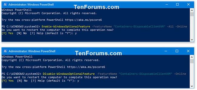 Bật hoặc tắt Windows Sandbox trong PowerShell