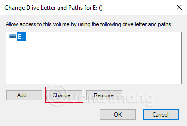 Chọn Thay đổi để thay đổi ký tự ổ đĩa