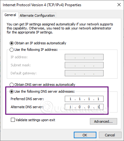 Thay đổi DNS cho giao thức IPv4