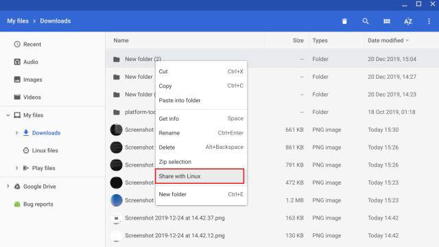 Nhấp chuột phải vào thư mục và chọn Chia sẻ với Linux